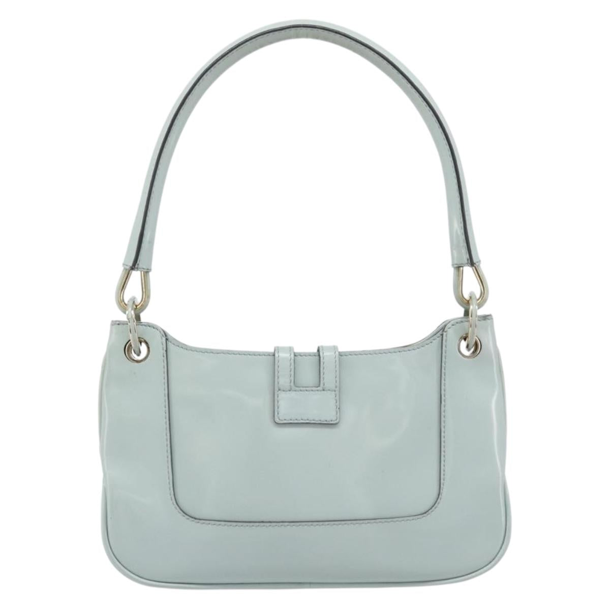 GUCCI Hand Bag Patent Light Blue Gold Tone 005 0817 Auth BA16527