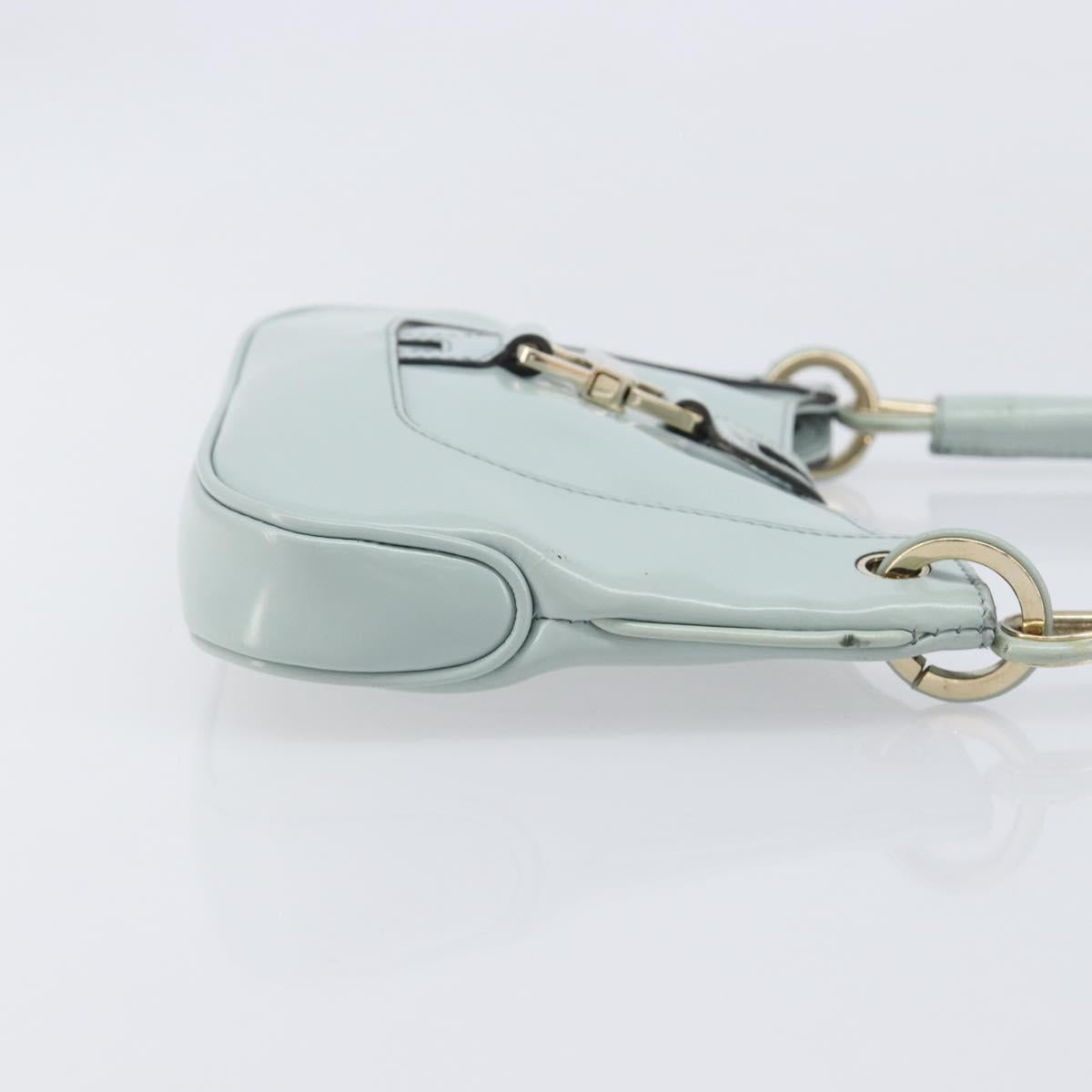 GUCCI Hand Bag Patent Light Blue Gold Tone 005 0817 Auth BA16527