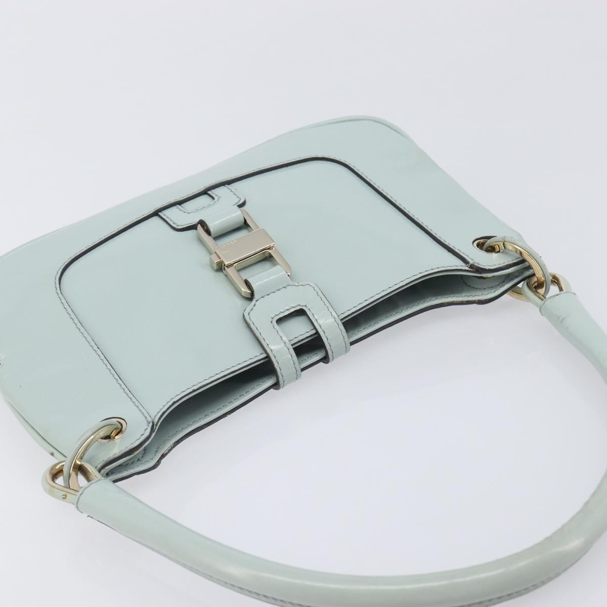 GUCCI Hand Bag Patent Light Blue Gold Tone 005 0817 Auth BA16527