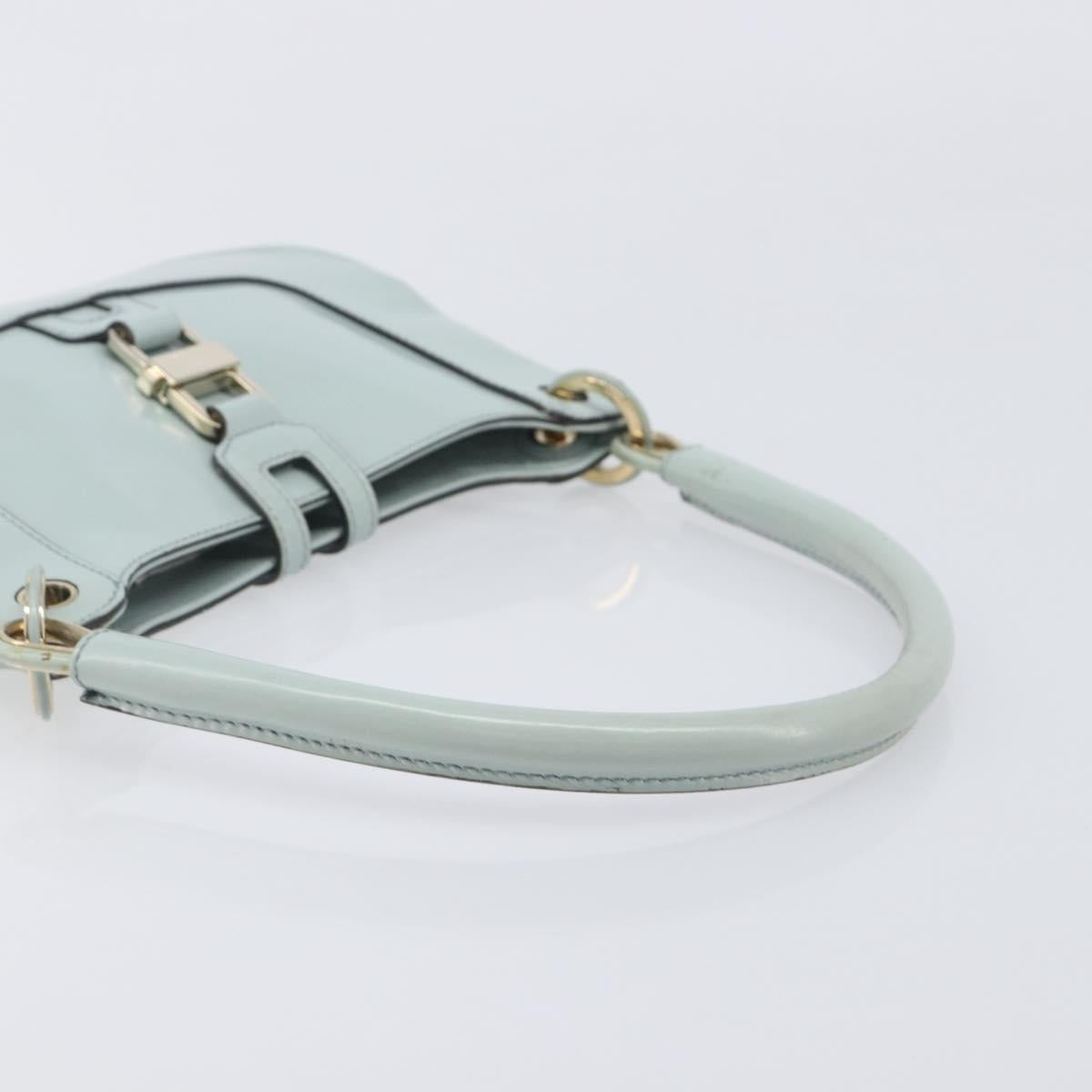 GUCCI Hand Bag Patent Light Blue Gold Tone 005 0817 Auth BA16527