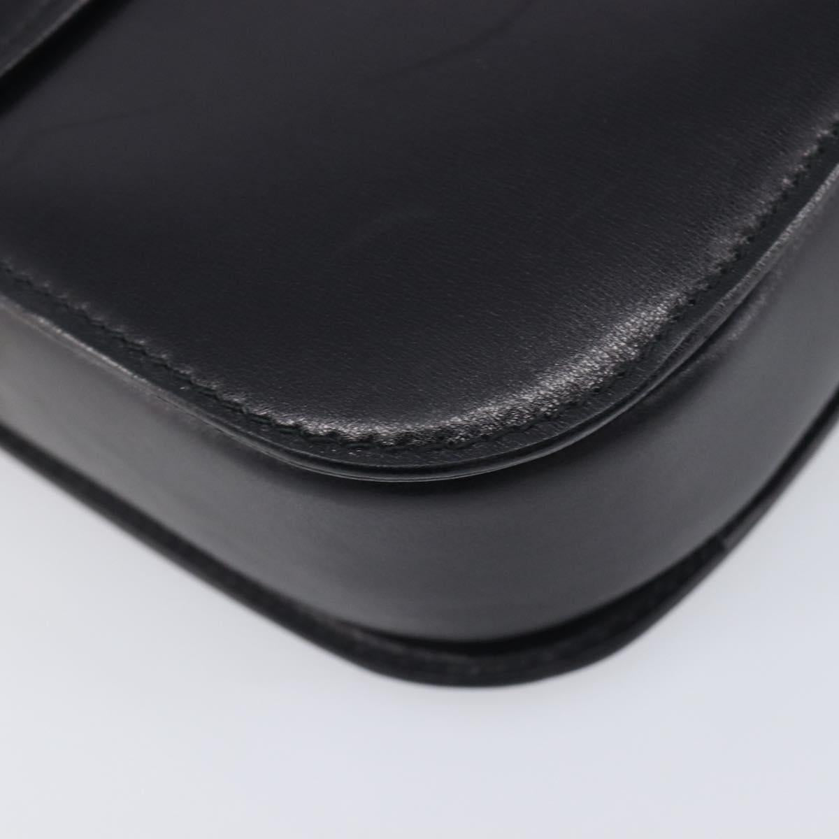CELINE Shoulder Bag Leather Black Gold Tone Auth BA16528A