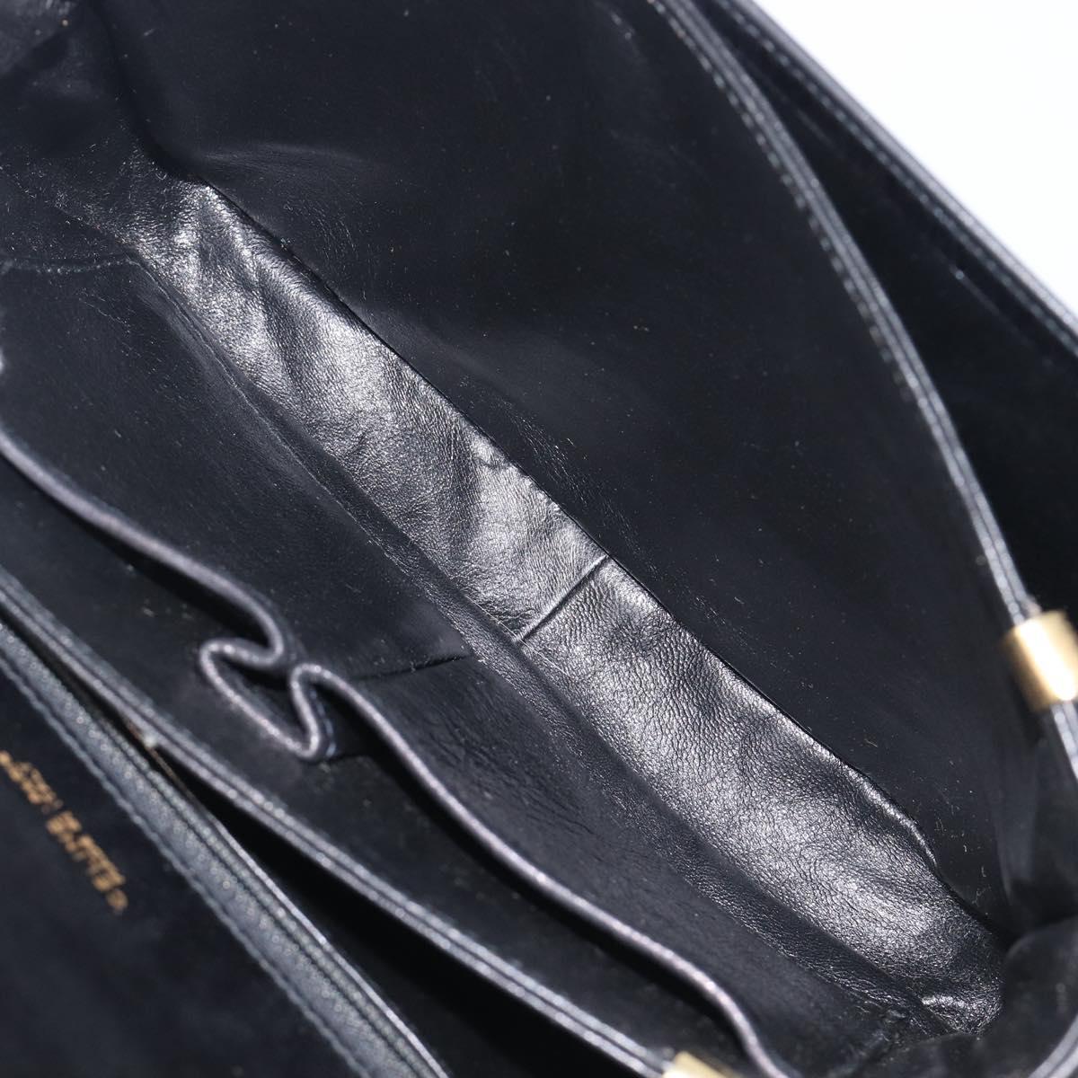 CELINE Shoulder Bag Leather Black Gold Tone Auth BA16528A