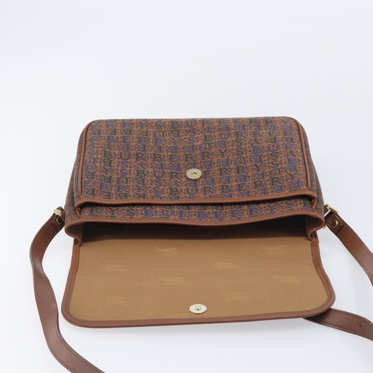 Burberrys Shoulder Bag Canvas Brown Gold Tone Auth BA16531A
