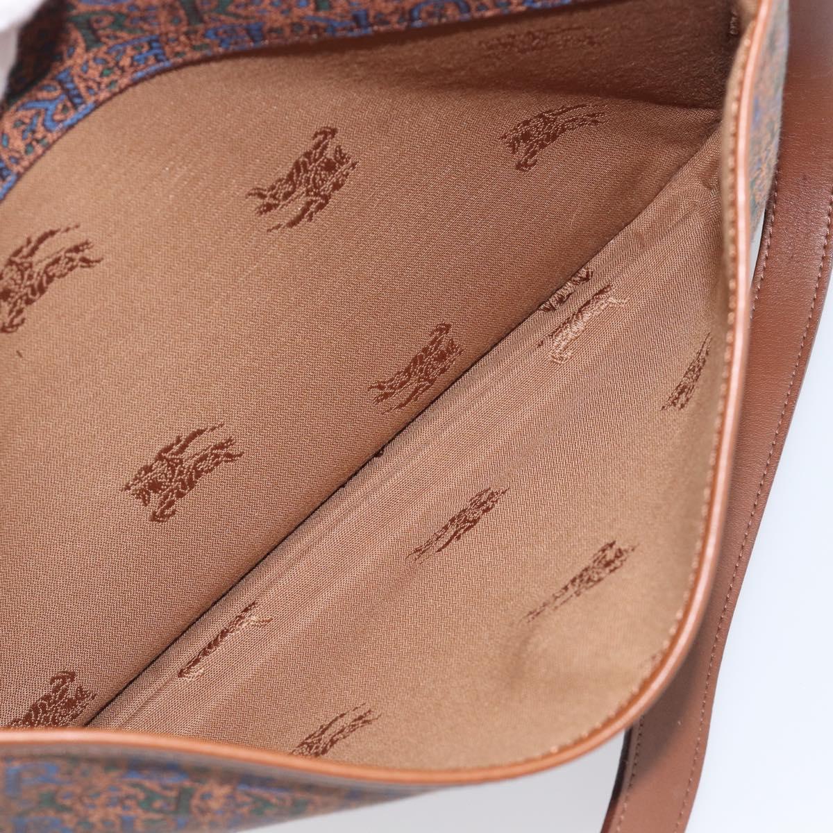Burberrys Shoulder Bag Canvas Brown Gold Tone Auth BA16531A