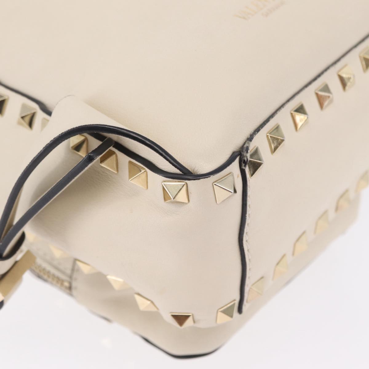 Valentino Rock Studs Backpack Leather Ivory Gold Tone Auth BA16533