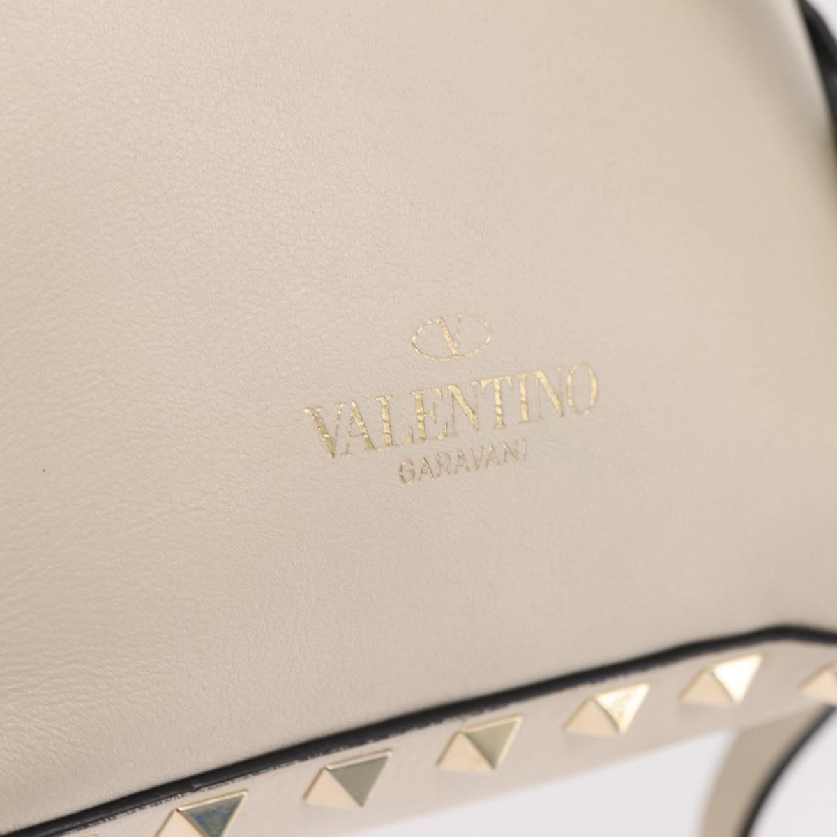 Valentino Rock Studs Backpack Leather Ivory Gold Tone Auth BA16533