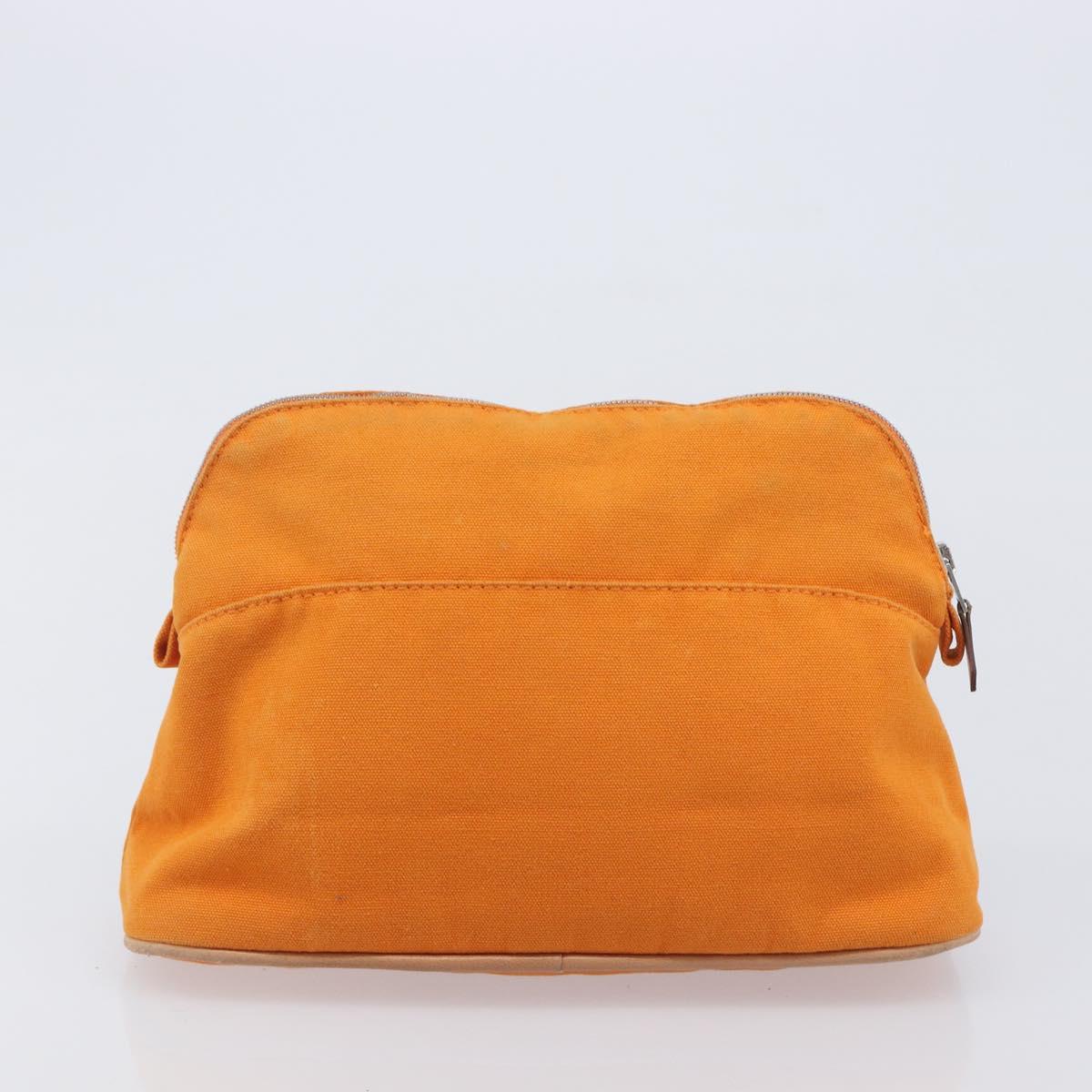 HERMES Bolide Pouch Canvas 2 Set Black Orange Auth BA16534