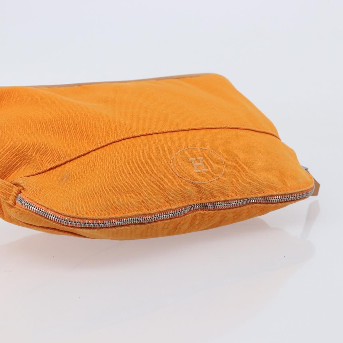 HERMES Bolide Pouch Canvas 2 Set Black Orange Auth BA16534