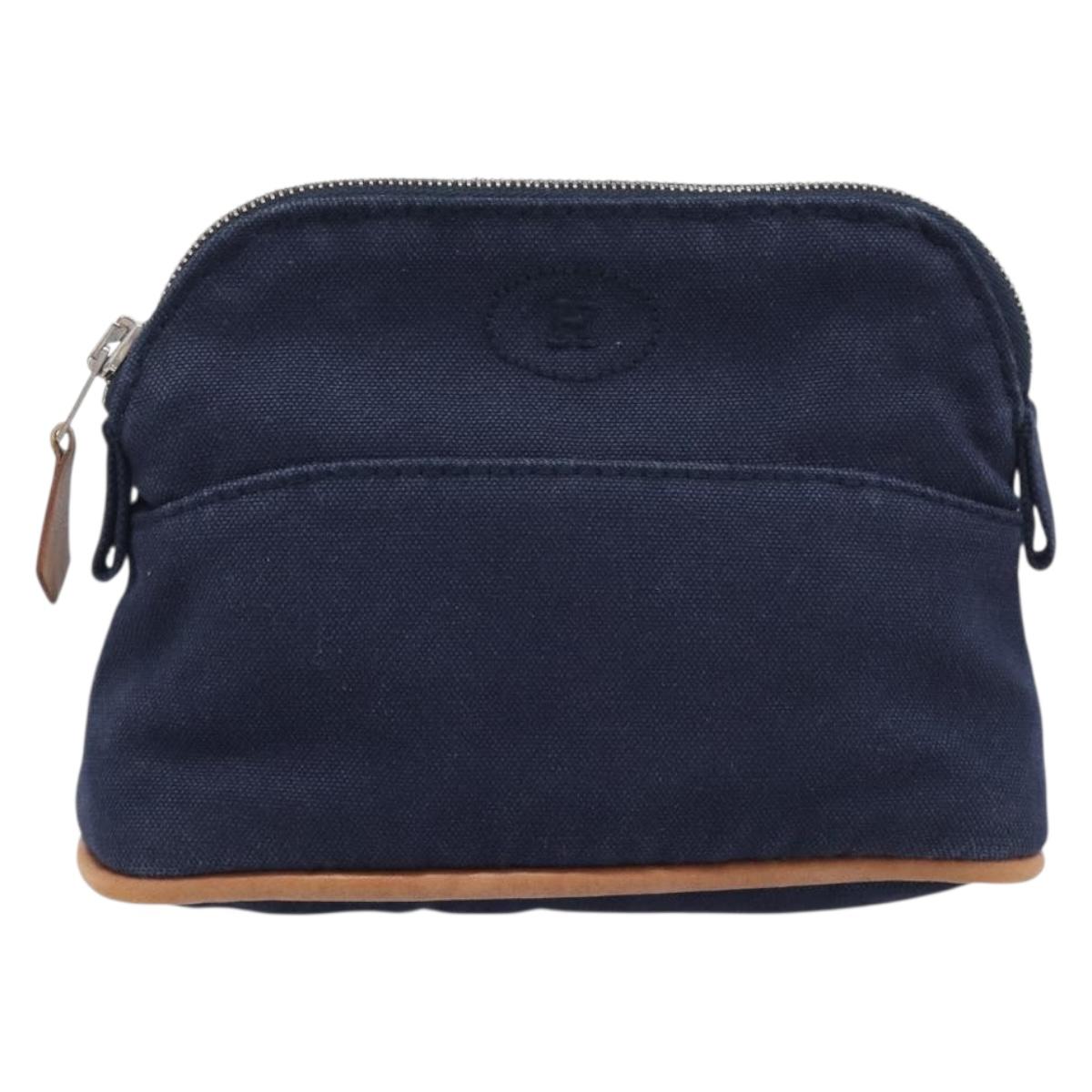 HERMES Bolide Pouch Canvas 2 Set Black Orange Auth BA16534