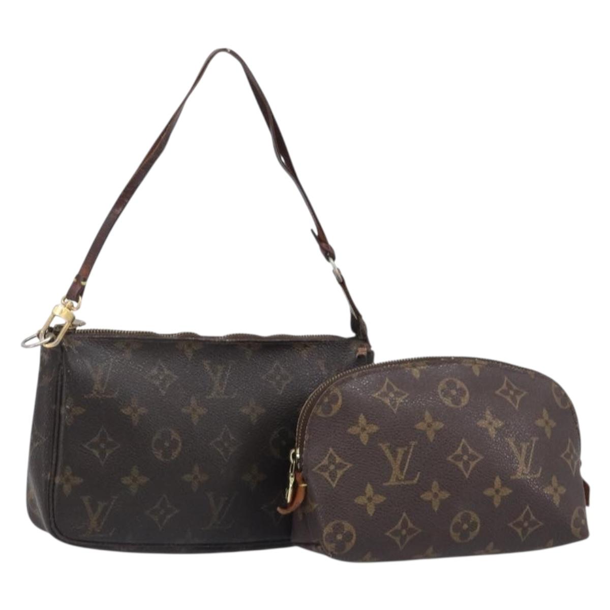 LOUIS VUITTON Monogram Pouch 2 Set LV Auth BA16535