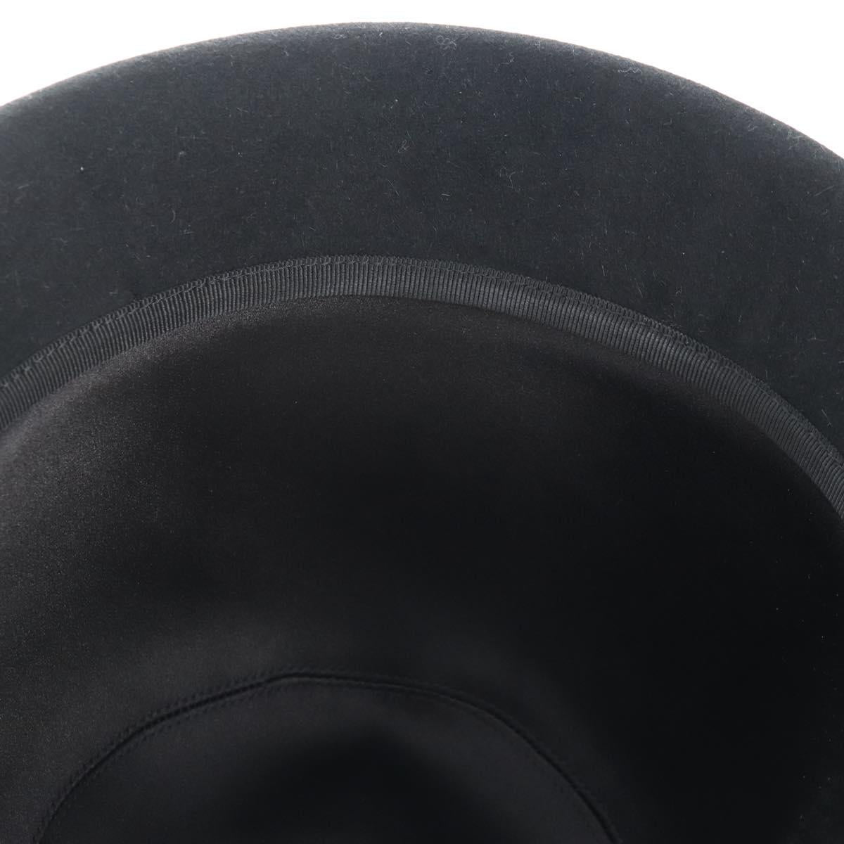 Christian Dior Hat Wool Black Gold Tone Auth BA16536M