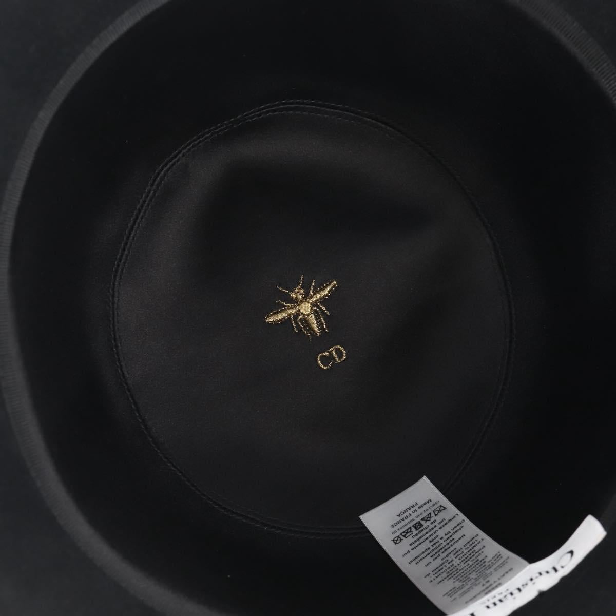 Christian Dior Hat Wool Black Gold Tone Auth BA16536M