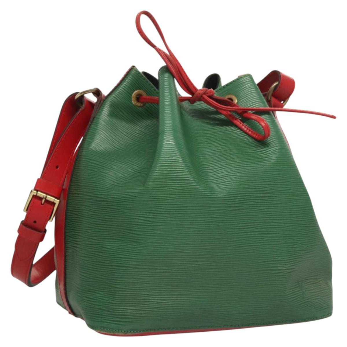 LOUIS VUITTON Epi Petit Noe Shoulder Bag Bicolor Green Red M44147 LV Auth BA1654