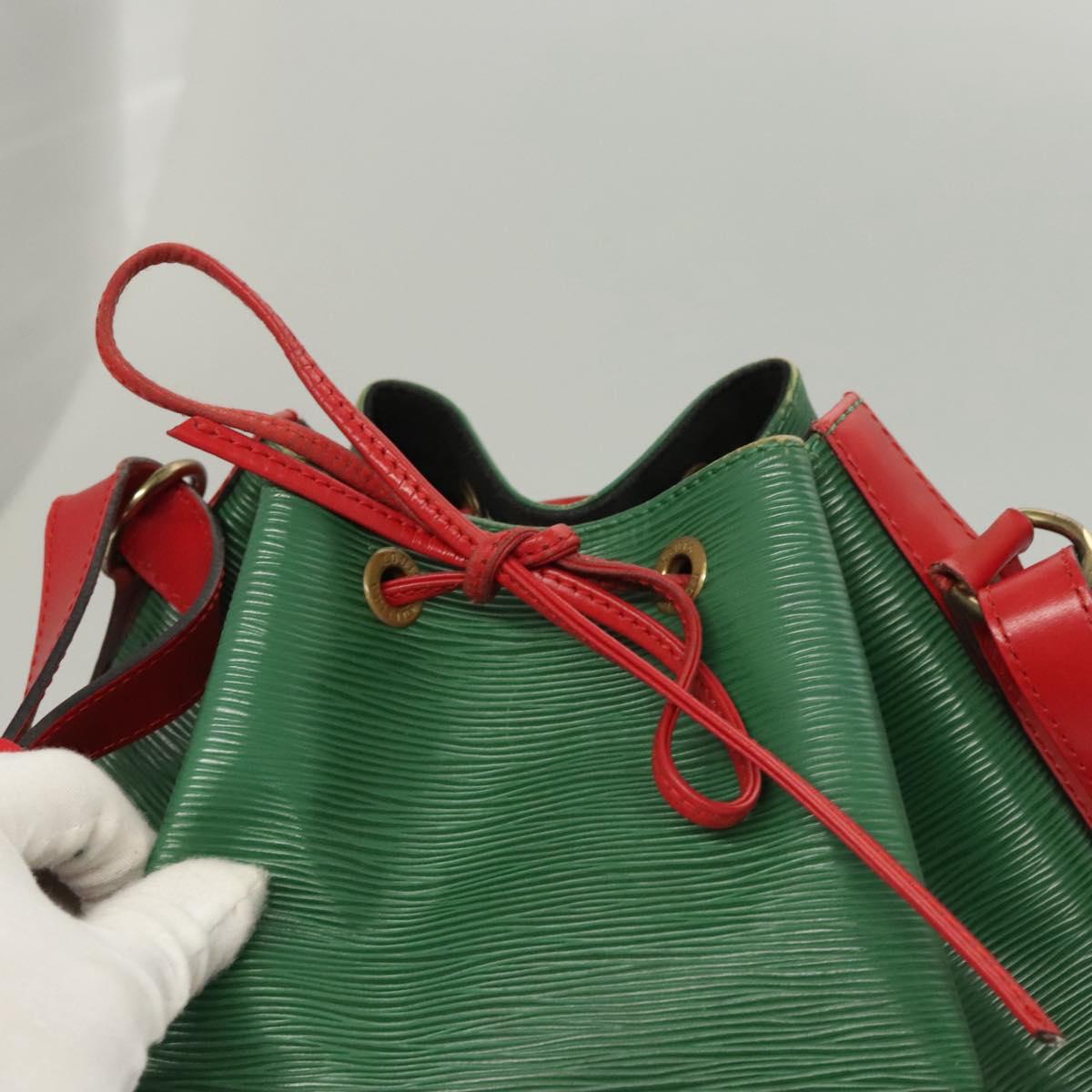 LOUIS VUITTON Epi Petit Noe Shoulder Bag Bicolor Green Red M44147 LV Auth BA1654