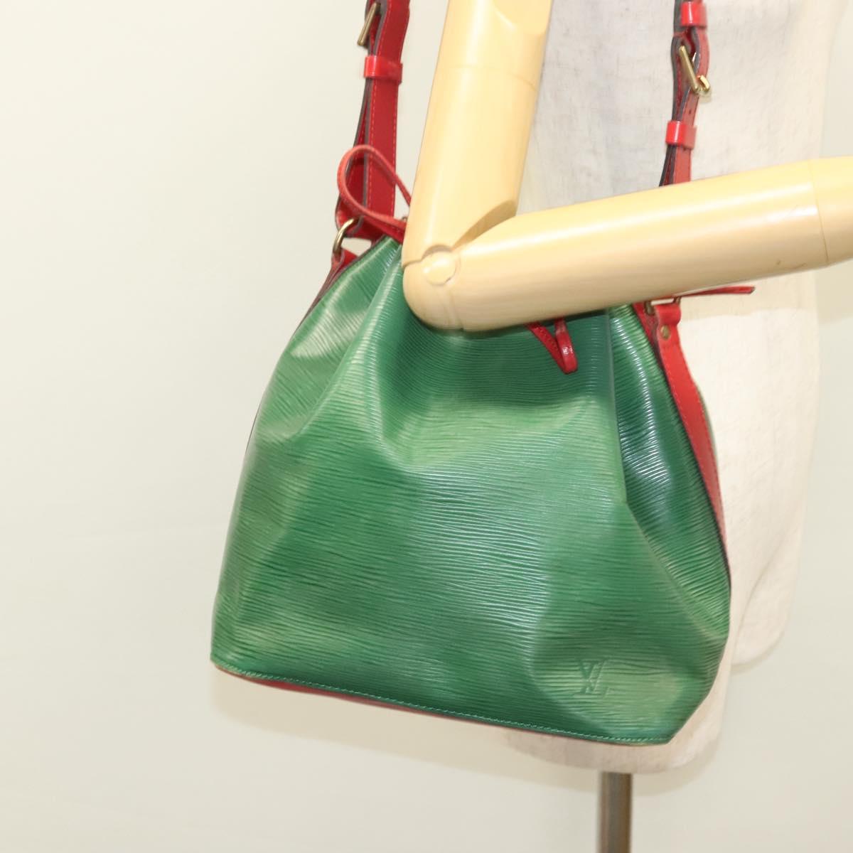 LOUIS VUITTON Epi Petit Noe Shoulder Bag Bicolor Green Red M44147 LV Auth BA1654