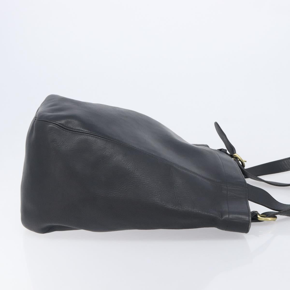 Coach Shoulder Bag Leather Black Gold Tone Auth BA16561