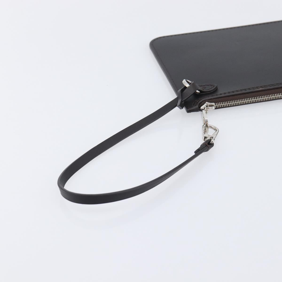 LOUIS VUITTON Mahina Hina MM Pouch Leather Dark Brown LV Auth BA16576V