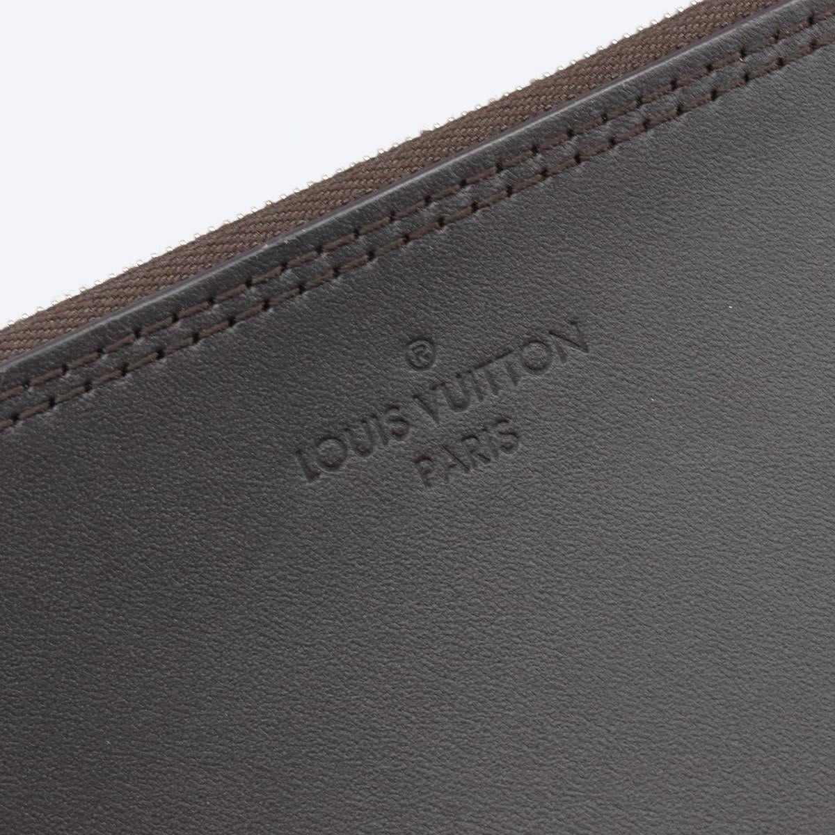 LOUIS VUITTON Mahina Hina MM Pouch Leather Dark Brown LV Auth BA16576V