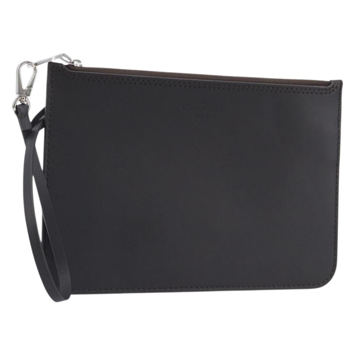 LOUIS VUITTON Mahina Hina MM Pouch Leather Dark Brown LV Auth BA16576V