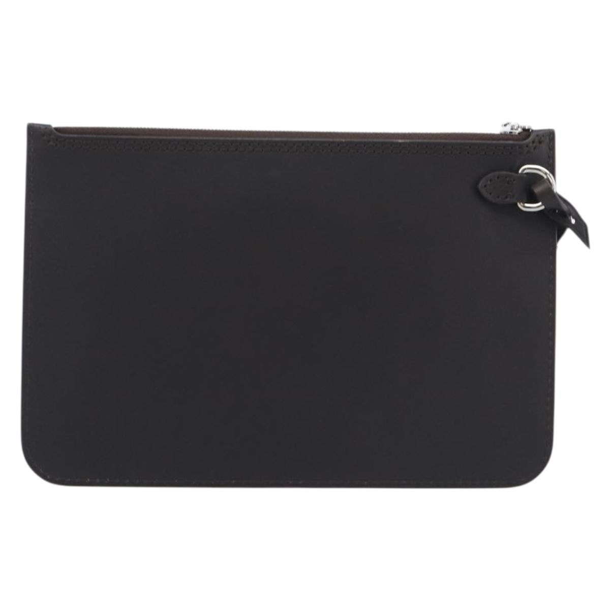 LOUIS VUITTON Mahina Hina MM Pouch Leather Dark Brown LV Auth BA16576V