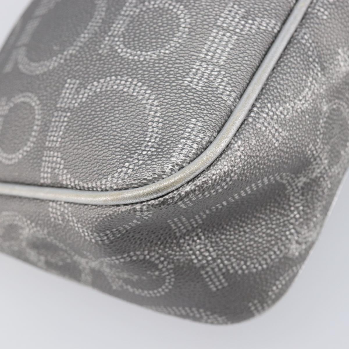Salvatore Ferragamo Gancini Hand Bag Leather Silver Auth BA16577A