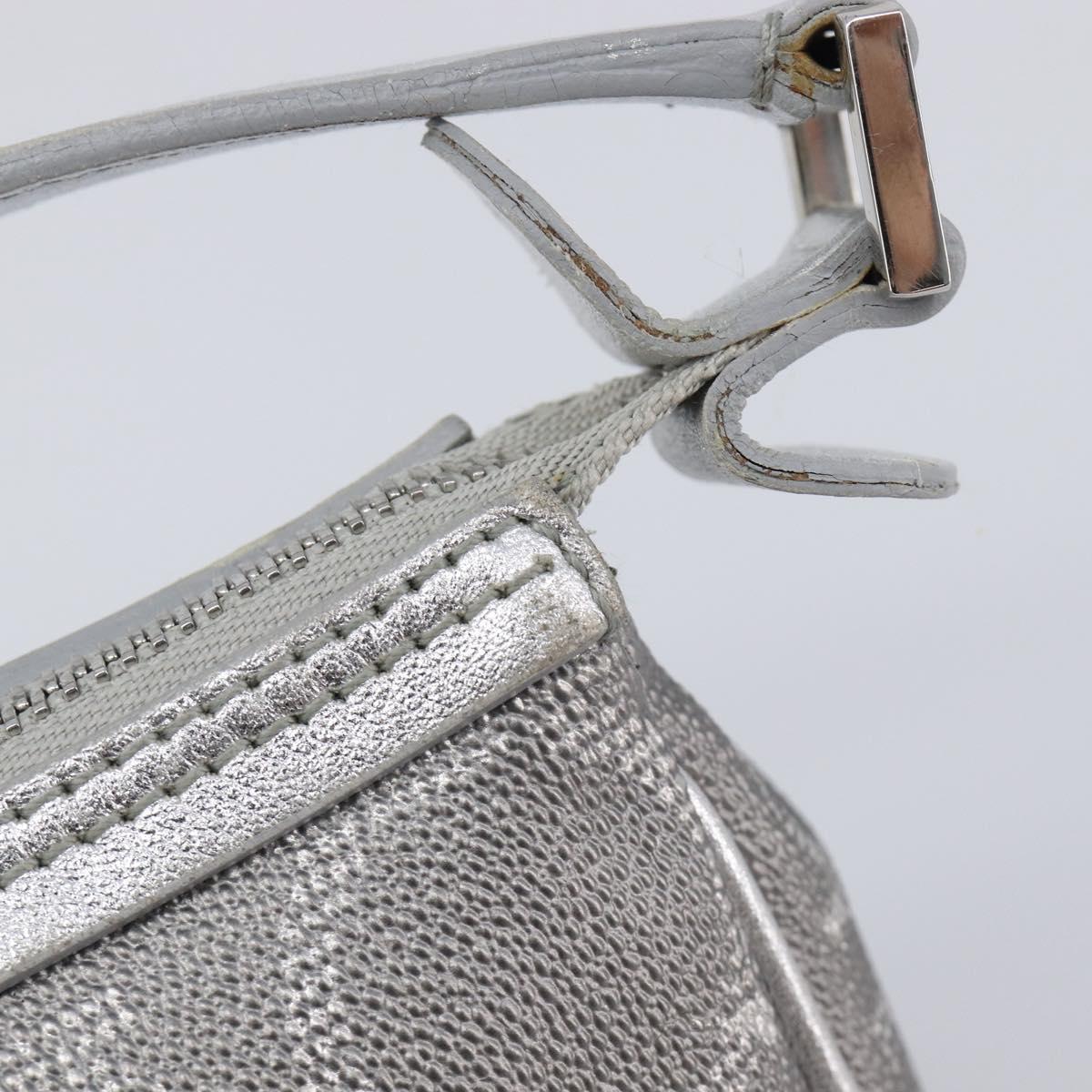 Salvatore Ferragamo Gancini Hand Bag Leather Silver Auth BA16577A