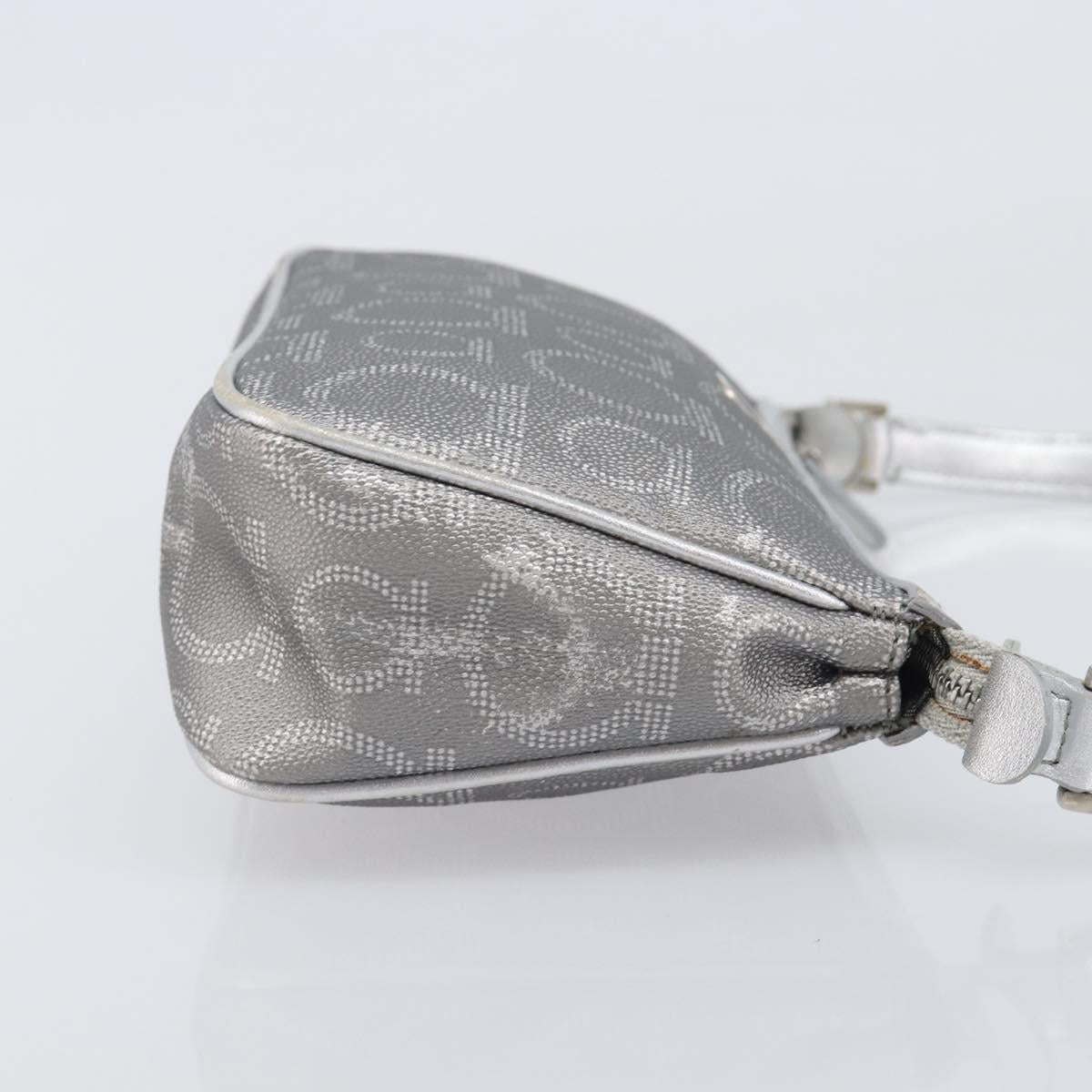 Salvatore Ferragamo Gancini Hand Bag Leather Silver Auth BA16577A