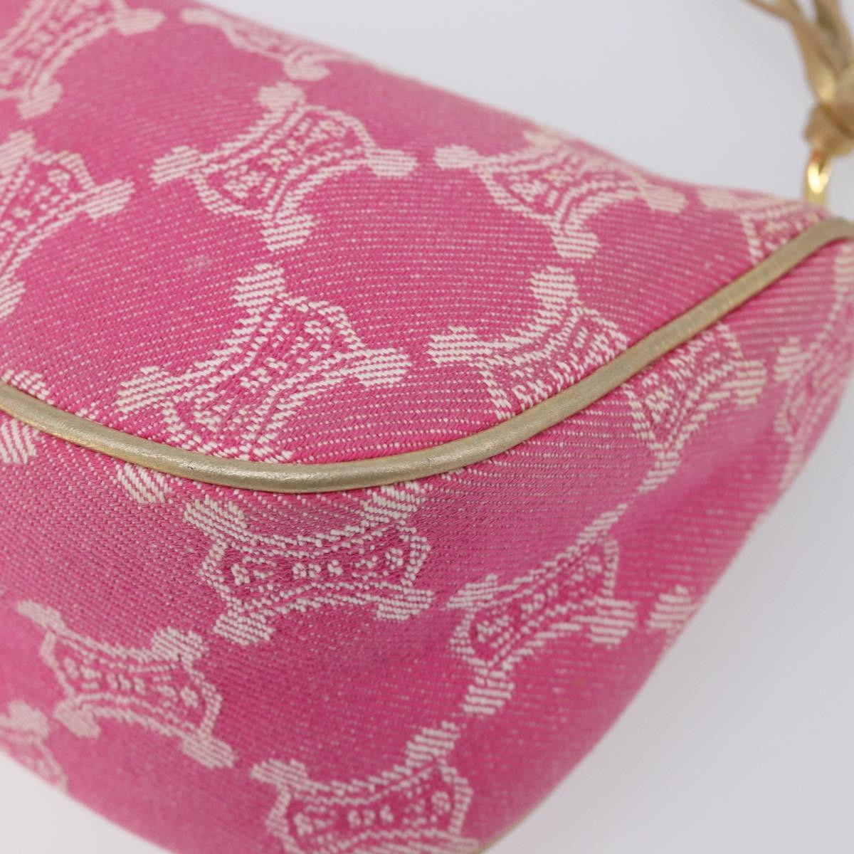 CELINE Macadam Hand Bag Canvas Pink Gold Tone Auth BA16581A