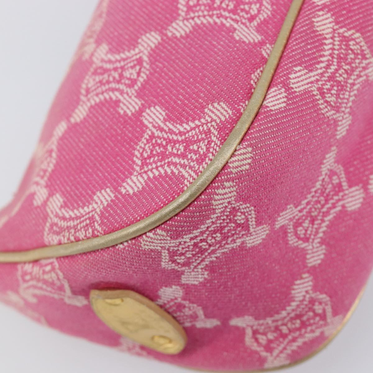 CELINE Macadam Hand Bag Canvas Pink Gold Tone Auth BA16581A