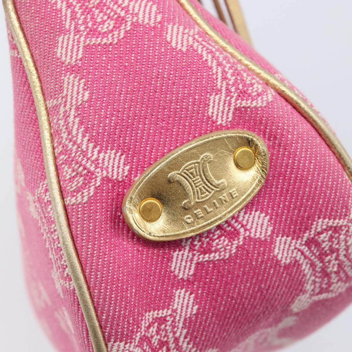 CELINE Macadam Hand Bag Canvas Pink Gold Tone Auth BA16581A