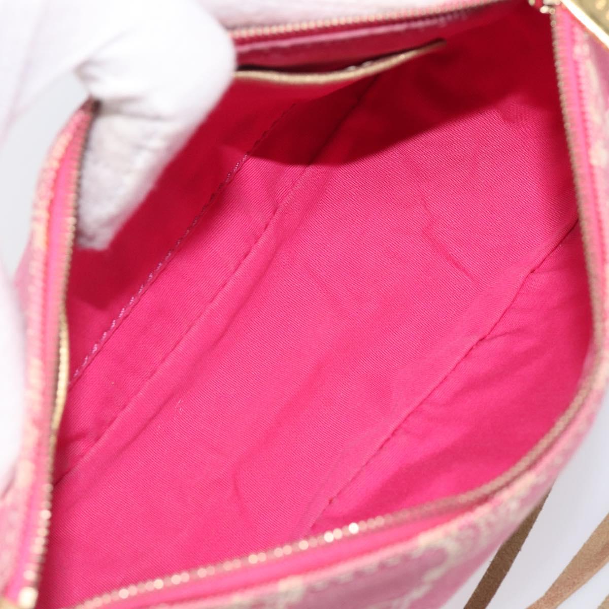 CELINE Macadam Hand Bag Canvas Pink Gold Tone Auth BA16581A