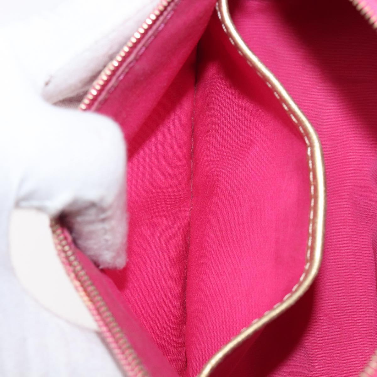 CELINE Macadam Hand Bag Canvas Pink Gold Tone Auth BA16581A