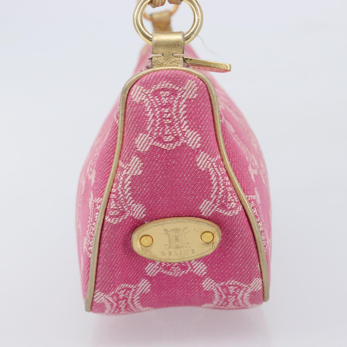 CELINE Macadam Hand Bag Canvas Pink Gold Tone Auth BA16581A