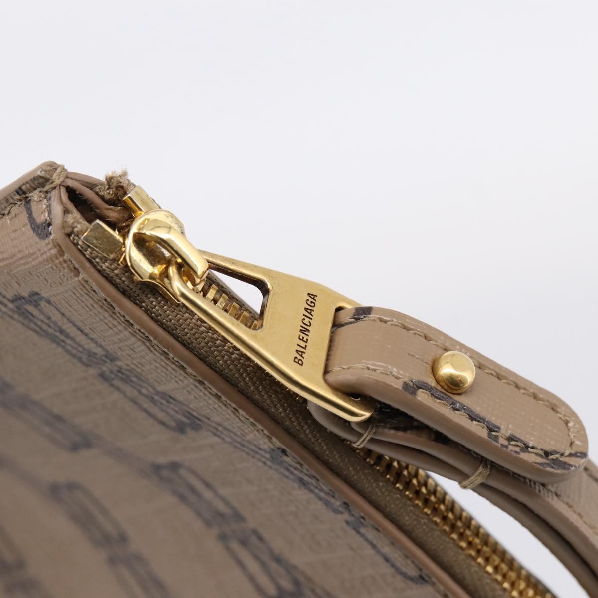 Balenciaga BB Monogram Clutch Bag PVC Leather Beige Gold 702627 Auth BA16586A