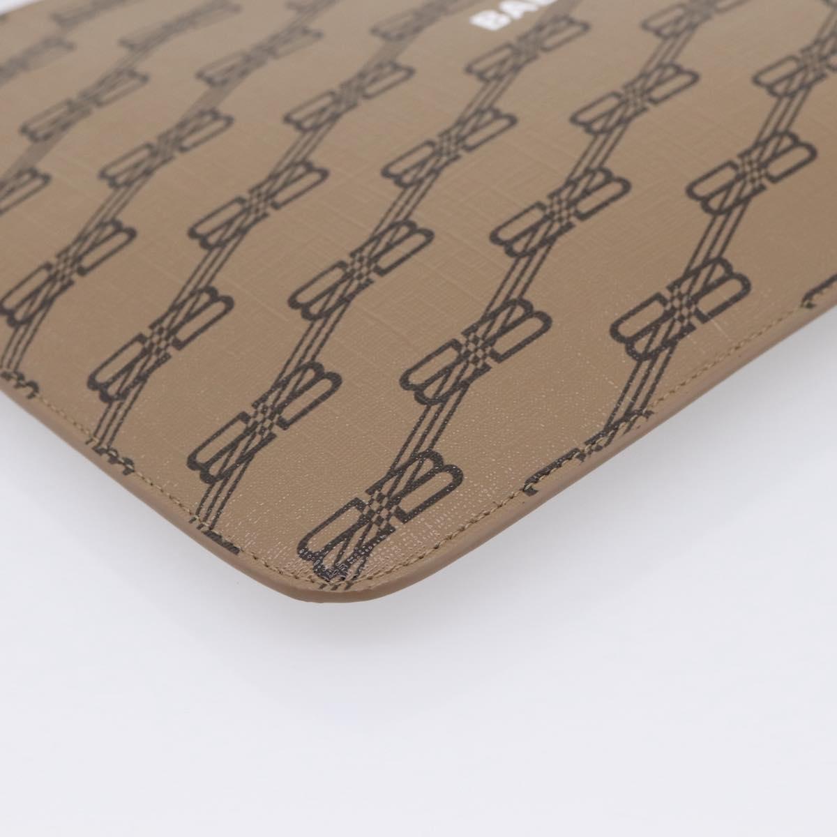 Balenciaga BB Monogram Clutch Bag PVC Leather Beige Gold 702627 Auth BA16586A