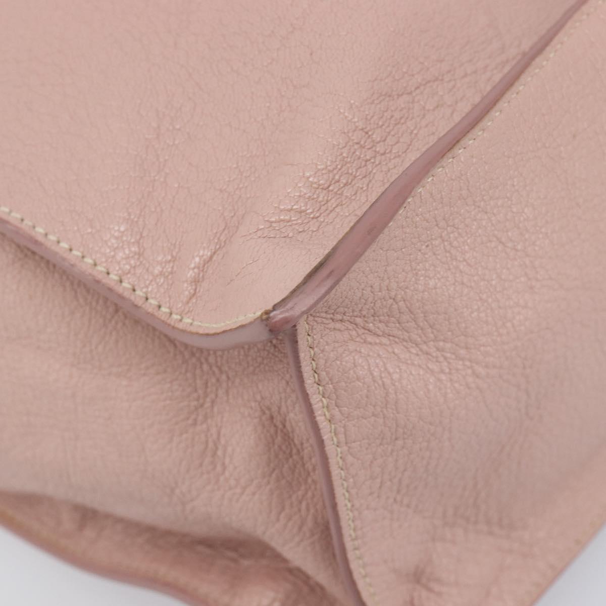 Miu Miu Tote Bag Leather Pink Silver Auth BA16593