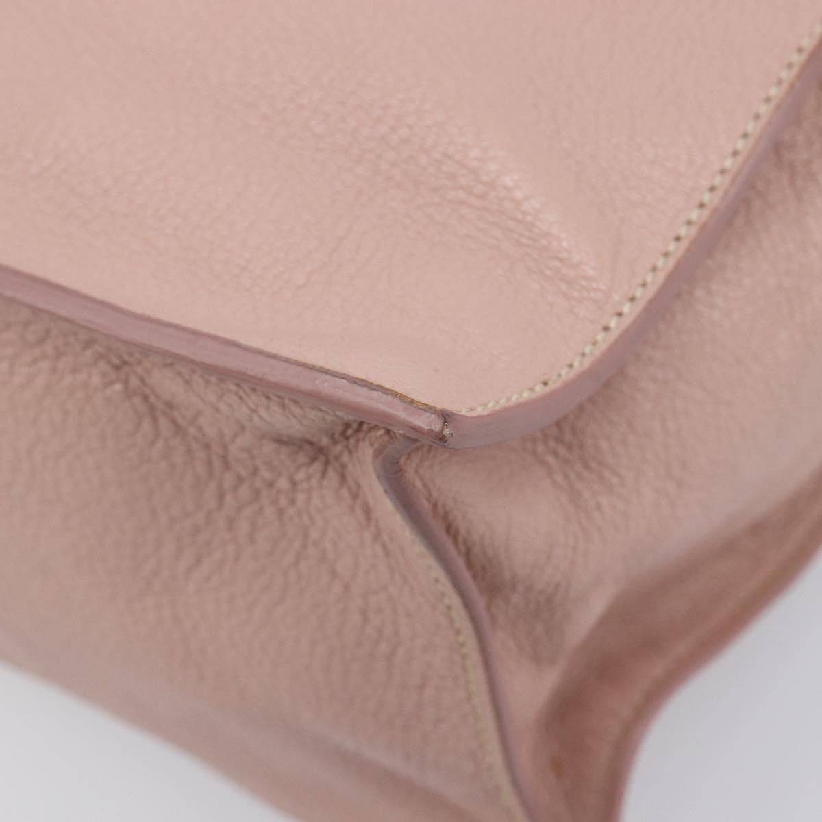 Miu Miu Tote Bag Leather Pink Silver Auth BA16593