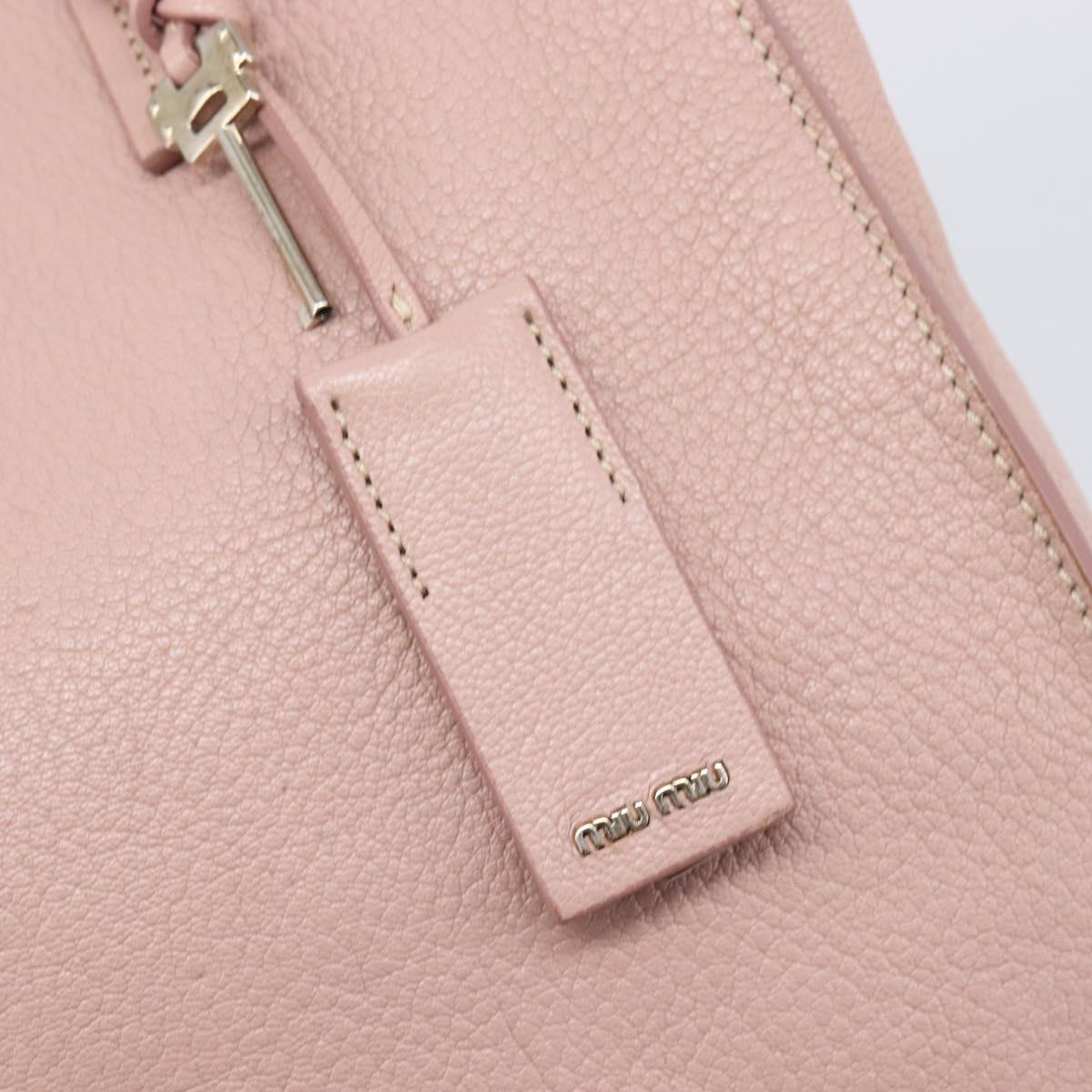 Miu Miu Tote Bag Leather Pink Silver Auth BA16593