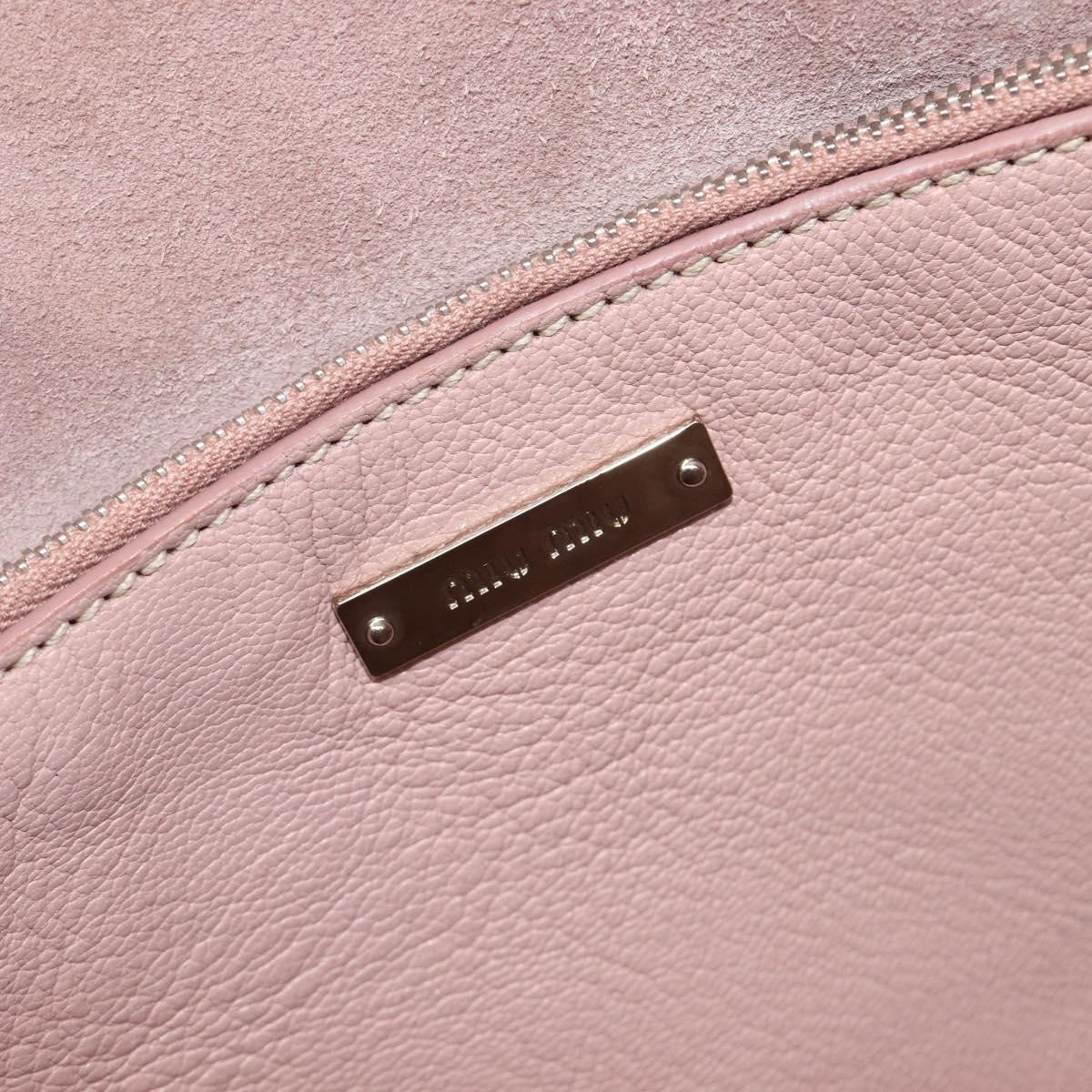 Miu Miu Tote Bag Leather Pink Silver Auth BA16593