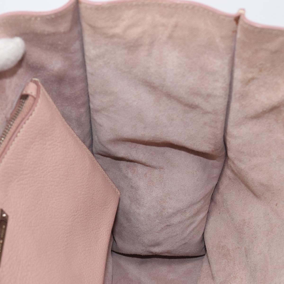 Miu Miu Tote Bag Leather Pink Silver Auth BA16593