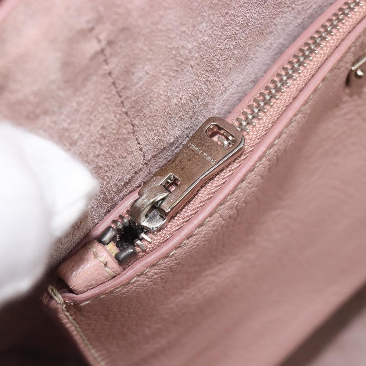 Miu Miu Tote Bag Leather Pink Silver Auth BA16593