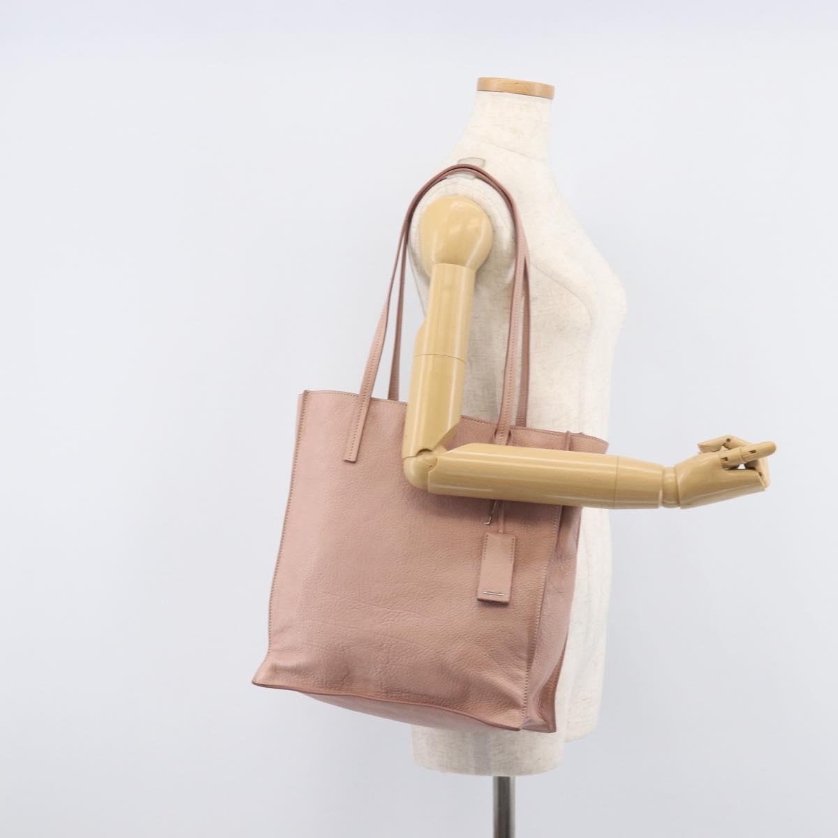Miu Miu Tote Bag Leather Pink Silver Auth BA16593