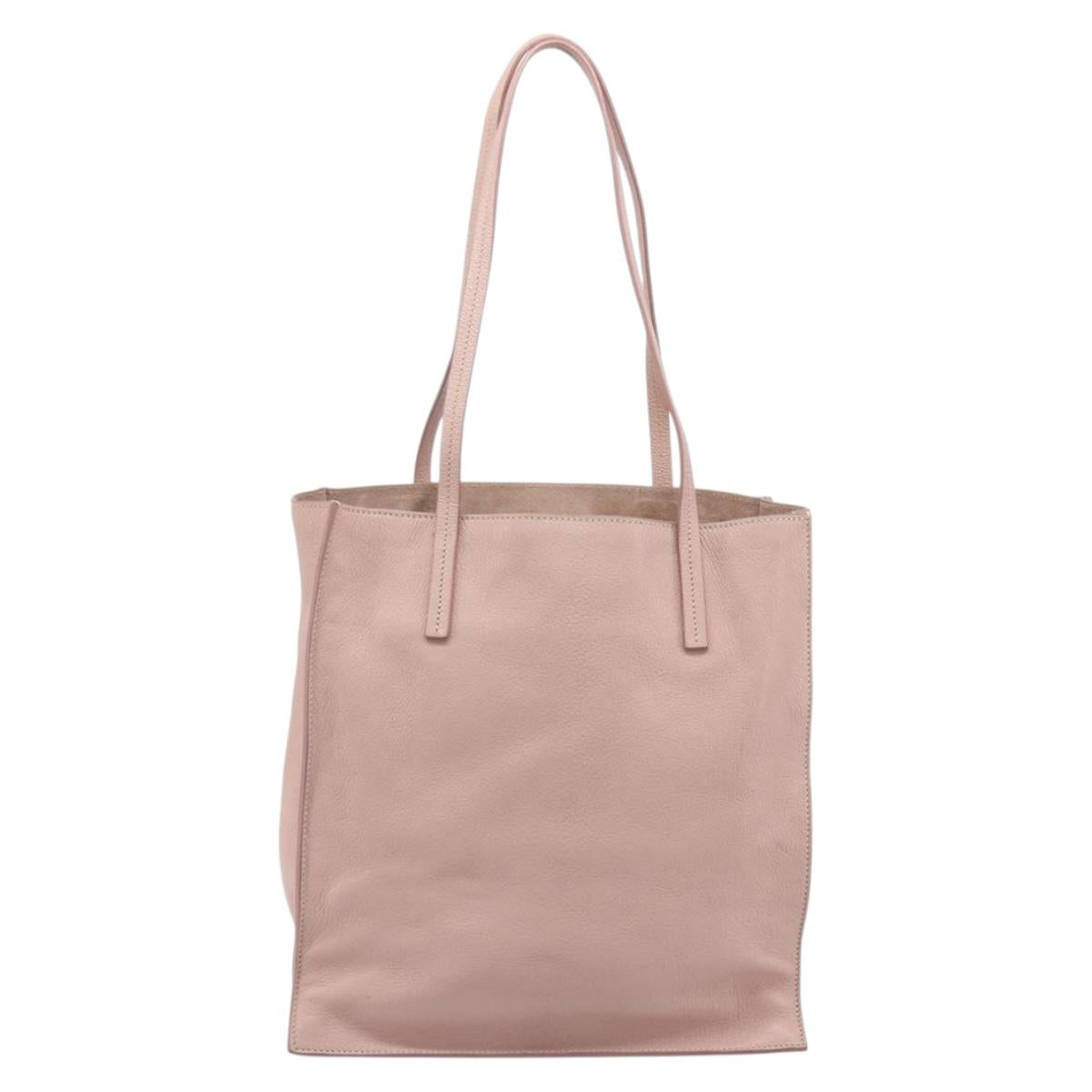 Miu Miu Tote Bag Leather Pink Silver Auth BA16593