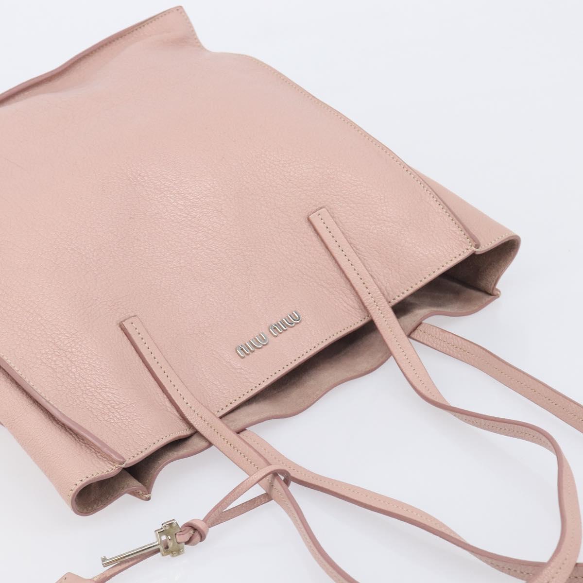 Miu Miu Tote Bag Leather Pink Silver Auth BA16593