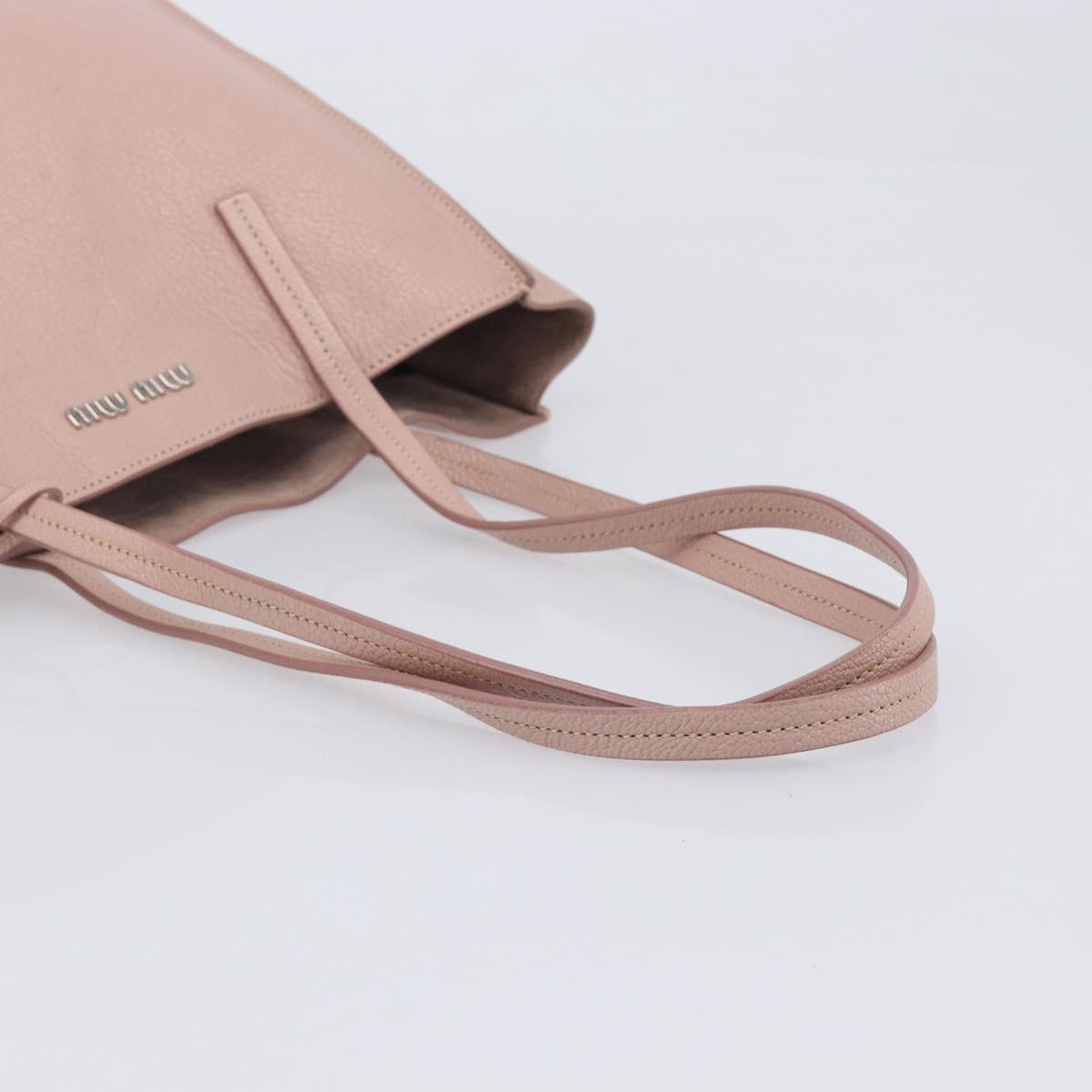 Miu Miu Tote Bag Leather Pink Silver Auth BA16593