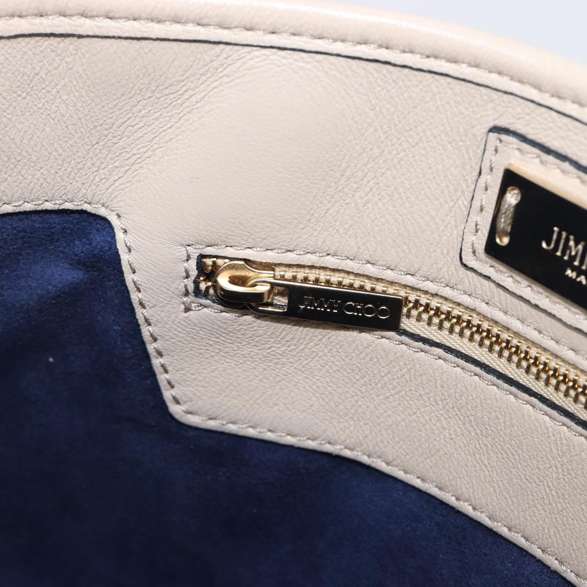 Jimmy Choo Tote Bag Denim Blue Gold Tone Auth BA16594A