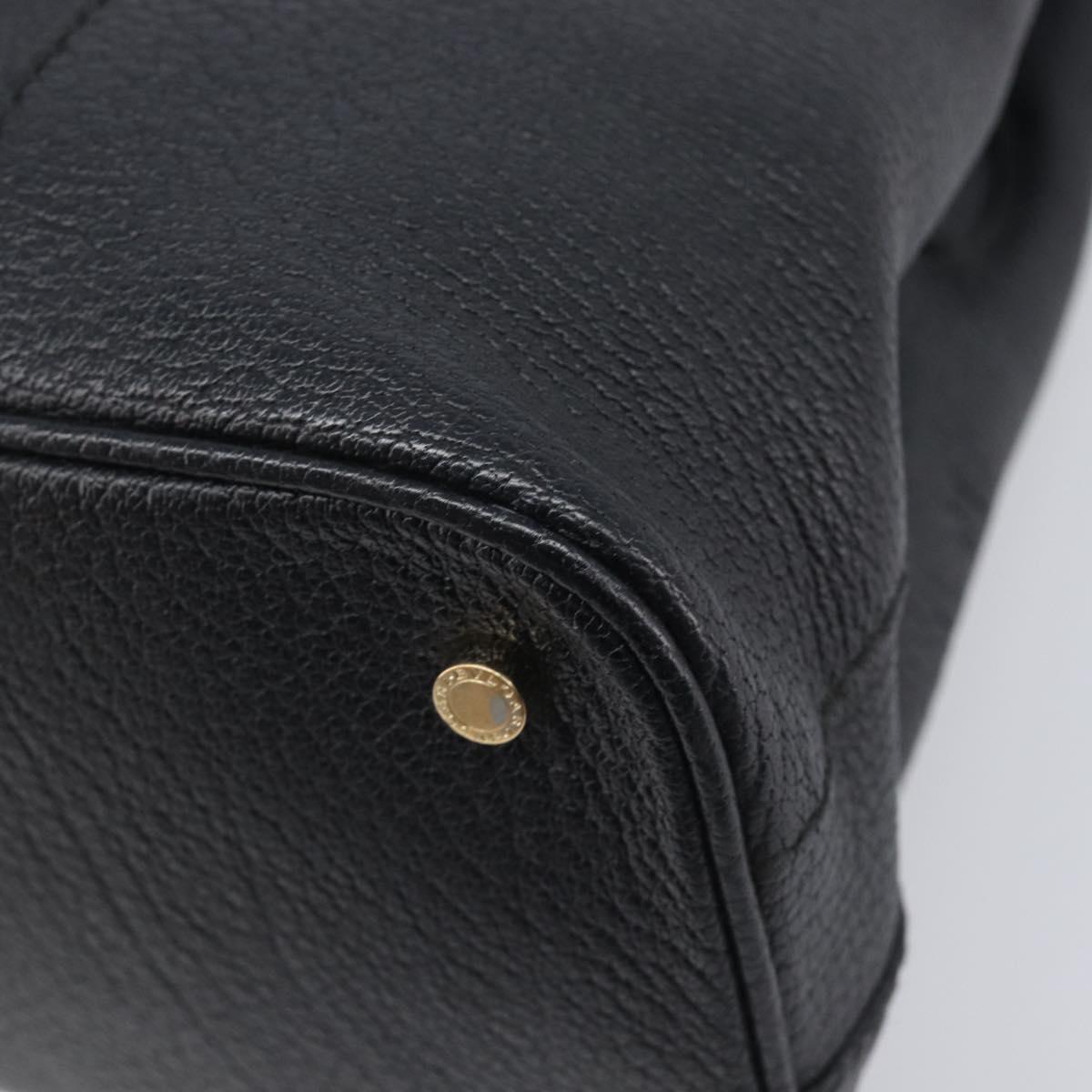 BVLGARI Parentesi Tote Bag Leather Black Gold Tone Auth BA16598V