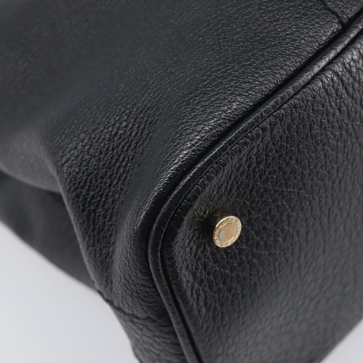 BVLGARI Parentesi Tote Bag Leather Black Gold Tone Auth BA16598V