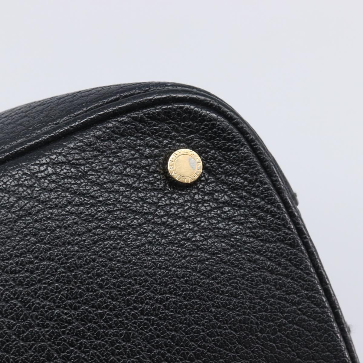BVLGARI Parentesi Tote Bag Leather Black Gold Tone Auth BA16598V