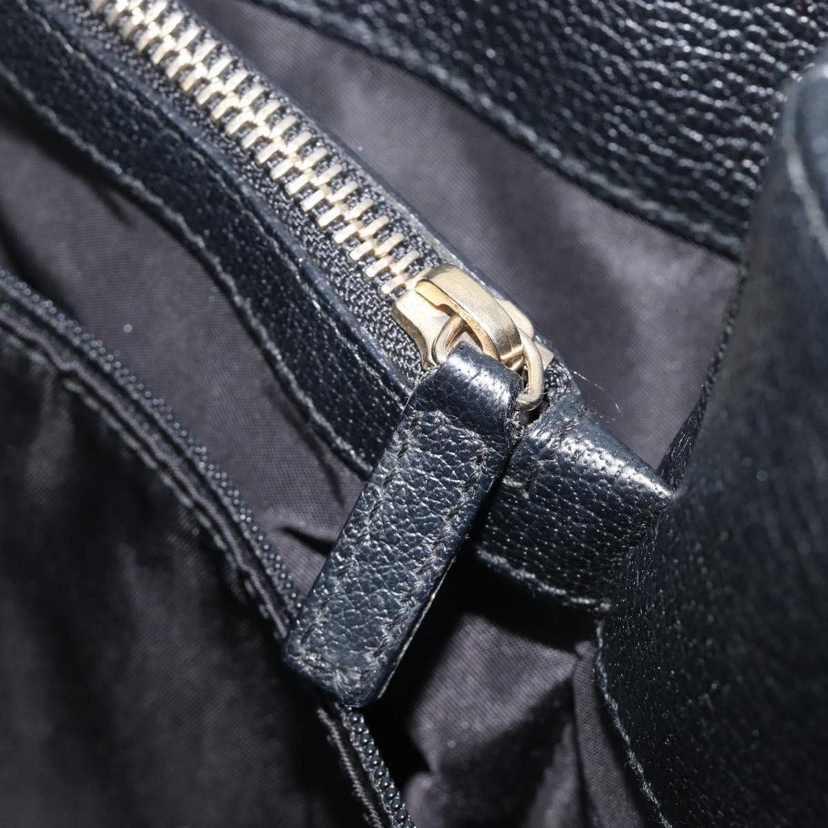 BVLGARI Parentesi Tote Bag Leather Black Gold Tone Auth BA16598V
